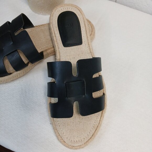 H & M WOMENS ESPADRILLE SANDALS BLACK SIZE 37 (US SIZE 6.5) - Picture 3 of 9